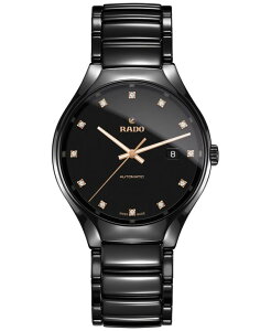 h Y ANZT[ rv Rado Unisex Swiss Automatic True Diamond (1/8 ct. t.w.) Black Ceramic Bracelet Watch 40mm No Color ubN