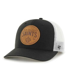 【送料無料】 47ブランド メンズ 帽子 アクセサリー Men's Black New Orleans Saints Leather Head Flex Hat Black