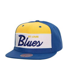 【送料無料】 ミッチェル&ネス メンズ 帽子 アクセサリー Men's Blue Distressed St. Louis Blues Retro Script Colorblock Snapback Hat Blue