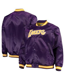 【送料無料】 ミッチェル&ネス メンズ ジャケット・ブルゾン アウター Men's Purple Los Angeles Lakers Big and Tall Hardwood Classics Raglan Satin Full-Snap Jacket Purple