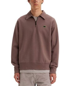 【送料無料】 リーバイス メンズ パーカー・スウェット アウター Men's Relaxed-Fit Quarter-Zip Sweatshirt Peppercorn