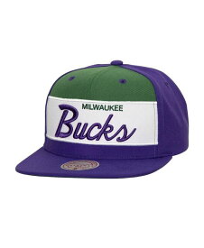 【送料無料】 ミッチェル&ネス メンズ 帽子 アクセサリー Men's White Purple Milwaukee Bucks Retro Sport Colorblock Script Snapback Hat White Purple