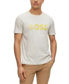 【送料無料】 ヒューゴボス メンズ Tシャツ トップス Men's Logo Artwork T-shirt Light Pastel Gray