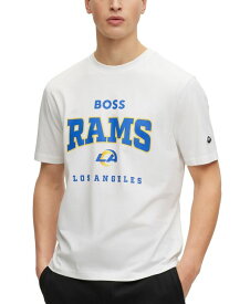 【送料無料】 ヒューゴボス メンズ Tシャツ トップス by Hugo Boss x NFL Men's T-shirt Collection Los Angeles Rams - White