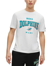 【送料無料】 ヒューゴボス メンズ Tシャツ トップス by Hugo Boss x NFL Men's T-shirt Collection Miami Dolphins - White