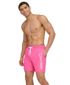 【送料無料】 カルバンクライン メンズ ハーフパンツ・ショーツ 水着 Men's Core Logo-Print 7" Volley Swim Trunks Pink