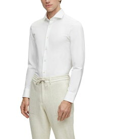 【送料無料】 ヒューゴボス メンズ シャツ トップス Men's Casual-Fit Shirt White