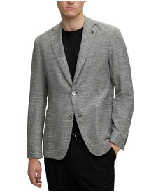 【送料無料】 ヒューゴボス メンズ ジャケット・ブルゾン アウター Men's Micro-Pattern Slim-Fit Jacket Silver