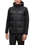 【送料無料】 ヒューゴボス メンズ ジャケット・ブルゾン アウター Men's Water-Repellent Hooded Gilet Jacket Black