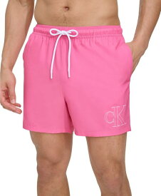 【送料無料】 カルバンクライン メンズ ハーフパンツ・ショーツ 水着 Men's Outline Logo Modern Euro 5" Volley Swim Trunks Pink