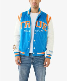 【送料無料】 トゥルーレリジョン メンズ ジャケット・ブルゾン アウター Men's Varsity Souvenir Bomber Jacket Imperial Blue Winter White