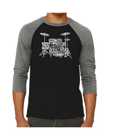 【送料無料】 エルエーポップアート メンズ Tシャツ トップス Drums Men's Raglan Word Art T-shirt Gray