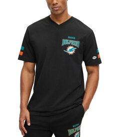 【送料無料】 ヒューゴボス メンズ Tシャツ トップス BOSS by Hugo Boss x NFL Men's T-shirt Collection Miami Dolphins - Black