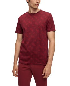 【送料無料】 ヒューゴボス メンズ Tシャツ トップス Men's Monogram Jacquard Regular-Fit T-shirt Dark Red
