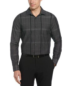 【送料無料】 ペリーエリス メンズ シャツ トップス Men's Cotton Tonal Jacquard Plaid Button Shirt Black