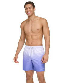 【送料無料】 カルバンクライン メンズ ハーフパンツ・ショーツ 水着 Men's Gradient Striped 7" Volley Swim Trunks Periwinkle