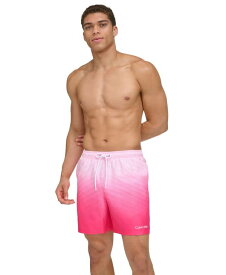 【送料無料】 カルバンクライン メンズ ハーフパンツ・ショーツ 水着 Men's Gradient Striped 7" Volley Swim Trunks Pink