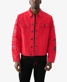 【送料無料】 トゥルーレリジョン メンズ ジャケット・ブルゾン アウター Men's Jimmy Sleeve Patch Jacket Ruby Red