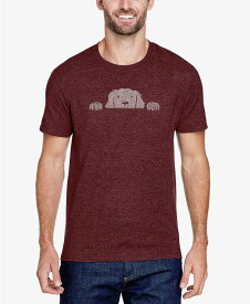 【送料無料】 エルエーポップアート メンズ Tシャツ トップス Men's Premium Blend Word Art Peeking Dog T-shirt Burgundy