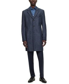 【送料無料】 ヒューゴボス メンズ コート アウター Men's Patterned Slim-Fit Formal Coat Dark Blue