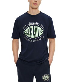 【送料無料】 ヒューゴボス メンズ Tシャツ トップス Men's BOSS x NFL Seattle Seahawks T-shirt Dark Blue