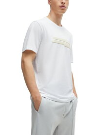 【送料無料】 ヒューゴボス メンズ Tシャツ トップス Men's Logo Artwork Regular-Fit T-shirt White