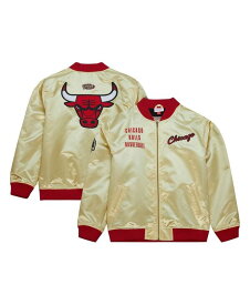 【送料無料】 ミッチェル&ネス メンズ ジャケット・ブルゾン アウター Men's Gold Distressed Chicago Bulls Team OG 2.0 Vintage-Like Logo Satin Full-Zip Jacket Gold
