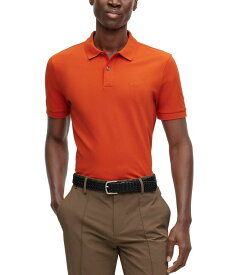 【送料無料】 ヒューゴボス メンズ ポロシャツ トップス Men's Embroidered Logo Polo Shirt Dark Orange