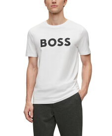 【送料無料】 ヒューゴボス メンズ Tシャツ トップス Men's Rubber-Print Logo T-shirt White