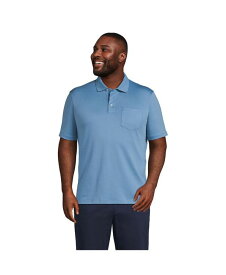 【送料無料】 ランズエンド メンズ ポロシャツ トップス Big & Tall Short Sleeve Super Soft Supima Polo Shirt with Pocket Muted blue