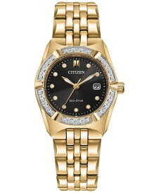 【送料無料】 シチズン レディース 腕時計 アクセサリー Eco-Drive Women's Corso Diamond (1/10 ct. t.w.) Gold-Tone Stainless Steel Bracelet Watch 28mm Gold-tone