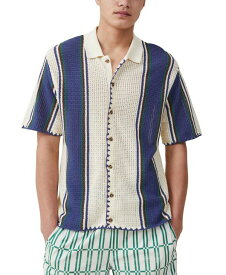 【送料無料】 コットンオン メンズ シャツ トップス Men's Pablo Short Sleeve Shirt Off White Vert Stripe
