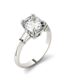 【送料無料】 チャールズ アンド コルバード レディース リング アクセサリー Moissanite Cushion and Baguette Engagement Ring 2-3/4 ct. t.w. Diamond Equivalent in 14k White Gold White Gold