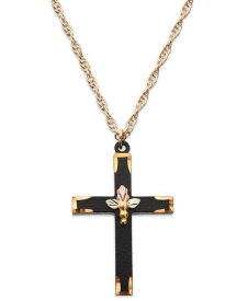 【送料無料】 ブラックヒルズゴールド レディース ネックレス・チョーカー・ペンダントトップ アクセサリー Black Powder Coated Brass Cross Pendant with 12k Rose and Green Gold Mlti Gold