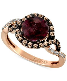 【送料無料】 ル ヴァン レディース リング アクセサリー Raspberry Rhodolite (1-3/4 ct. t.w.) & Diamond (3/8 ct. t.w.) Halo Twist Ring in 14k Rose Gold Rhodolite