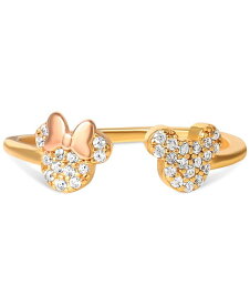 【送料無料】 ディズニー レディース リング アクセサリー Cubic Zirconia Mickey & Minnie Mouse Adjustable Cuff Ring in 18k Gold- & 18k Rose Gold-Plated Sterling Silver Gold Over Silver