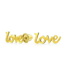 【送料無料】 ブリング レディース ピアス・イヤリング アクセサリー Petite Minimalist Real 14K Yellow Gold Word Symbol Of Love Stud Earring For Women Teen Girlfriend Secure Screw back Gold