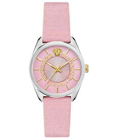 【送料無料】 ヴェルサーチ レディース 腕時計 アクセサリー Women's Pink Grosgrain Strap Watch 36mm Stainless