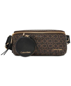 JoNC fB[X obO {fBobOEEGXg|[` Calvin Klein Millie Signature Convertible Belt Bag with Zippered Coin Pouch Brown Khaki/Black ubN