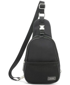 yz JoNC fB[X {fBobOEEGXg|[` obO Jessie Nylon Front Buckle Sling with Mesh Pocket Black/silver