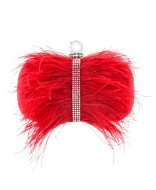 【送料無料】 ニナ レディース クラッチバッグ バッグ Women's Feather Embellished Minaudiere Clutch Red Rouge