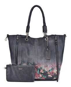 �I�[���h�g�����h ���f�B�[�X �o�b�O �g�[�g�o�b�O OLD TREND Women's Barracuda Hand Painted Clasp Closure Tote Bag Slate �X���[�g