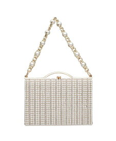 【送料無料】 ニナ レディース ハンドバッグ バッグ Women's Imitation Pearl and Crystal Minaudiere White