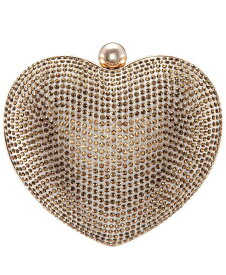 【送料無料】 ニナ レディース クラッチバッグ バッグ Amorie Crystal Embellished Heart Minaudiere Clutch Gold
