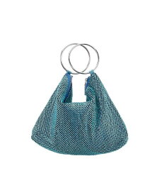 【送料無料】 ニナ レディース ハンドバッグ バッグ Women's Glass Crystal Mesh Double Ring Handle Pouch Bag Air Blue