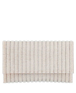 �j�i ���f�B�[�X �o�b�O �N���b�`�o�b�O Nina Women's Allover Imitation Pearl and Crystal Envelope Clutch White �z���C�g