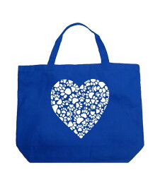 【送料無料】 エルエーポップアート レディース トートバッグ バッグ Paw Prints Heart - Large Word Art Tote Bag Royal