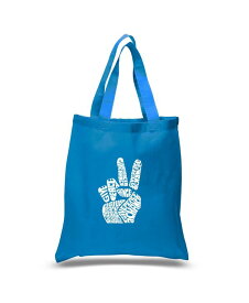 【送料無料】 エルエーポップアート レディース トートバッグ バッグ Peace Fingers - Small Word Art Tote Bag Sapphire