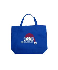 【送料無料】 エルエーポップアート レディース トートバッグ バッグ Christmas Peeking Cat - Large Word Art Tote Bag Royal