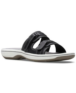 N[NX fB[X V[Y T_ Clarks Women's Cloudsteppers Breeze Piper Comfort Slide Sandals Black ubN